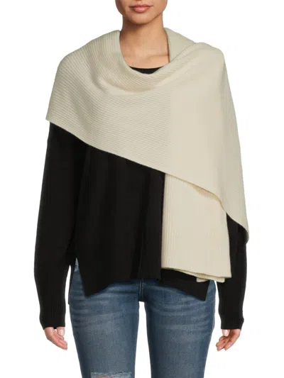 Portolano Women's Ribbed Cashmere Wrap In Natural White