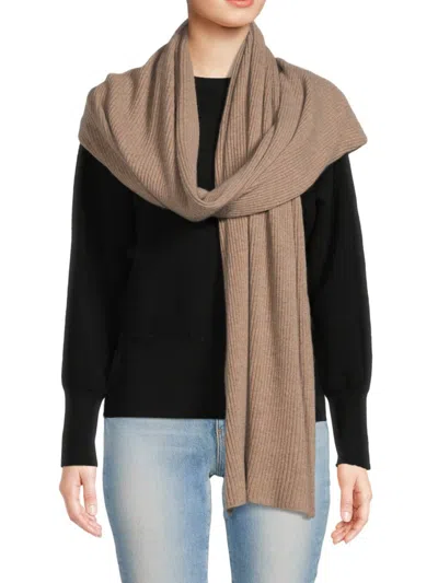Portolano Women's Ribbed Cashmere Wrap In Nile Brown