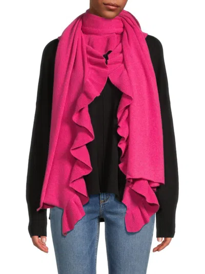 Portolano Women's Ruffle Cashmere Wrap In Magenta Pink