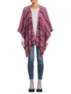 Portolano Women's Striped Cashmere Ruana In Dusty Rose