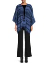 Portolano Women's Striped Cashmere Ruana In Winter Blue