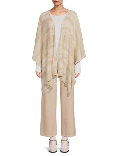 Portolano Women's Striped Cashmere Wrap In Ivory