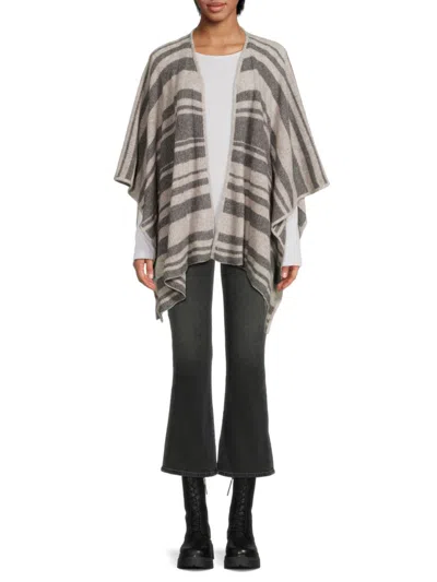 Portolano Women's Striped Cashmere Wrap In Light Grey