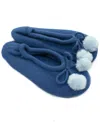 Portolano Wool-blend Ballerina Bow Slipper In Blue