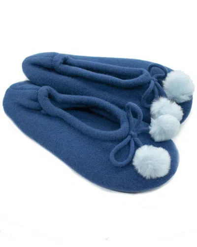 Portolano Wool-blend Ballerina Bow Slipper In Blue