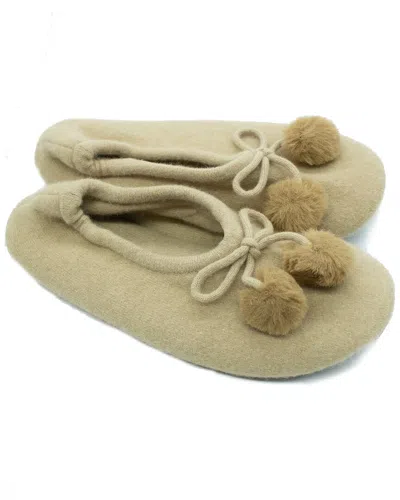 Portolano Wool-blend Ballerina Bow Slipper In Brown