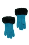 Portolano Wool Blend Gloves With Faux Fur Trim