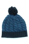 Portolano Wool Blend Pompom Beanie In Blue