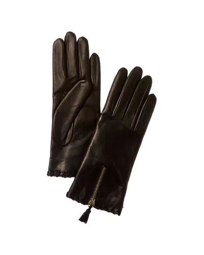 Portolano Wool-lined Leather Gloves In Black