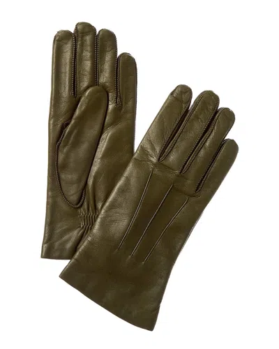 Portolano Wool-lined Leather Gloves In Green