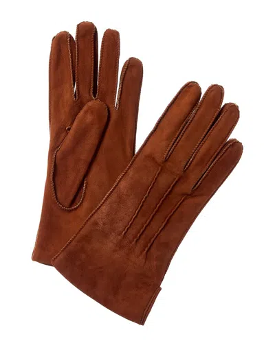 Portolano Wool-lined Suede Gloves In Brown