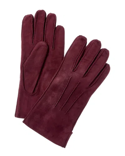 Portolano Wool-lined Suede Gloves In Red