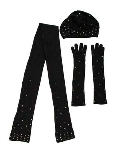 Pre-owned Portolano Wool Winter Hosiery Set In Black