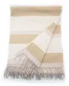 Portolano Woven Striped Throw With Fringes In Rose