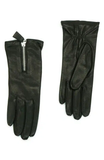 Portolano Zip Leather Gloves In Green