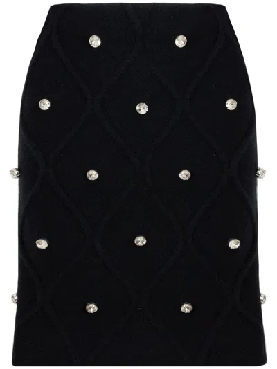 Ports 1961 Alpine-inspired Crystal Knit Skirt In Black