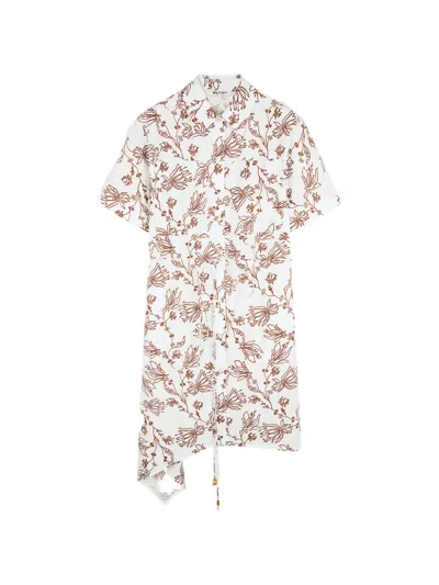 Ports 1961 Asymmetric Floral Midi Dress In Neutral