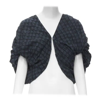 Pre-owned Ports 1961 Black Blue Shibori Dyed Crinkled Voluminous Cropped Bolero Us0 Xs