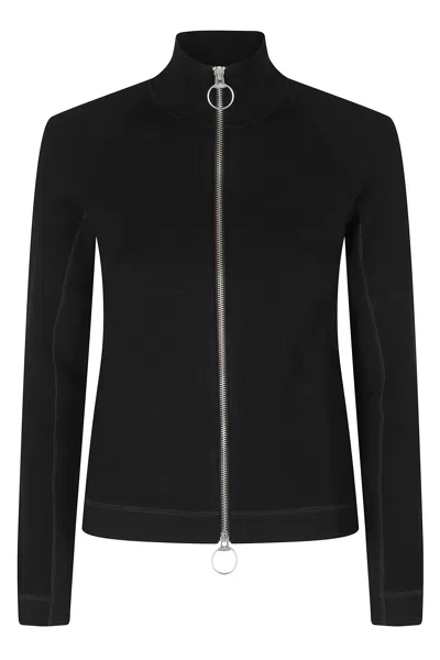 Ports 1961 Black High Neck Full-zip Slim-fit Viscose Sweater