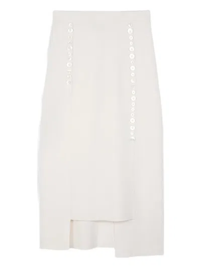 Ports 1961 Button-embellished Midi Skirt In White