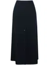 Ports 1961 Button Placket Wool Midi Skirt In Black
