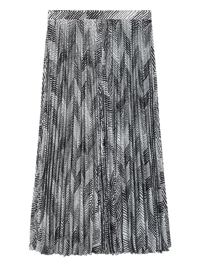 Ports 1961 Chevron Pleated Midi Skirt In Black