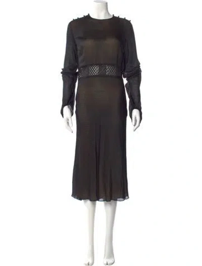 Pre-owned Ports 1961 Crew Neck Midi Length Dress In Black