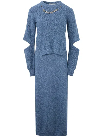 Ports 1961 Cut-out Knitted Dress In Blue