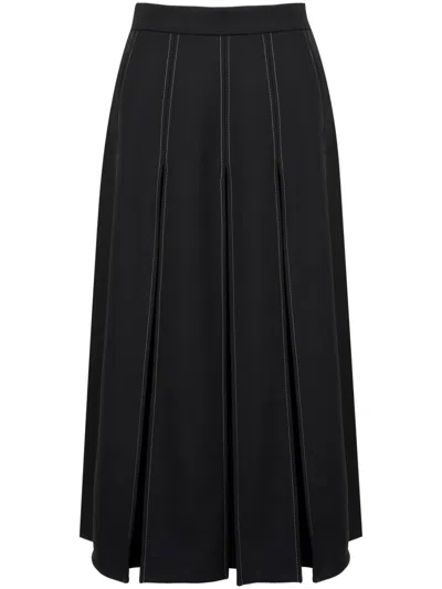 Ports 1961 Cut-out Midi Skirt In 黑色