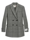 Ports 1961 Double-breasted Checked Blazer In Gray
