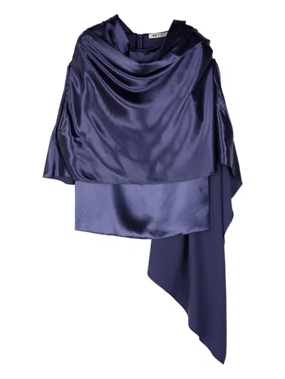 Ports 1961 Draped Satin-effect Top In Blue