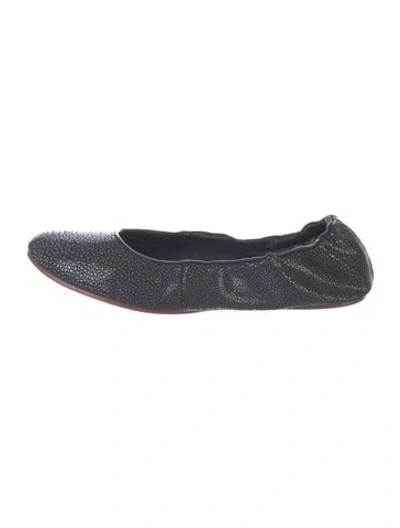 Pre-owned Ports 1961 Embossed Leather Patterned Ballet Flats In Blue