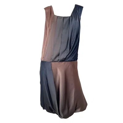Pre-owned Ports 1961 Fall 2012 Size 12 Brown Taupe Gray Ombré Flapper Style Silk Dress