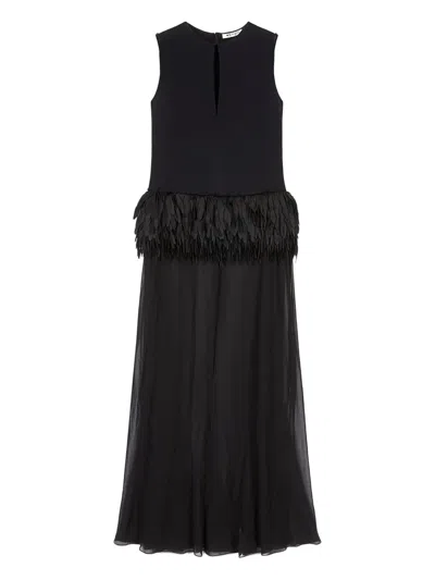 Ports 1961 フェザーディテール ドレス In Black