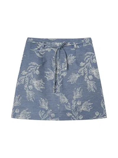Ports 1961 Floral A-line Mini Skirt In Blue