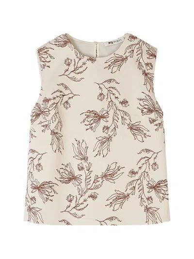 Ports 1961 Floral-embroidered Top In Neutral
