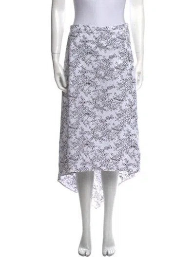 Pre-owned Ports 1961 Floral Print Midi Length Skirt In White