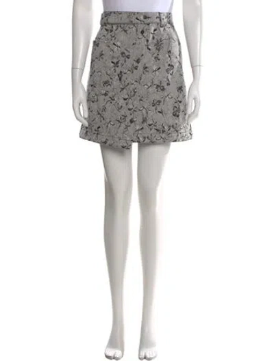 Pre-owned Ports 1961 Floral Print Mini Skirt In Gray