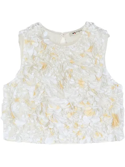 Ports 1961 Flower-appliqué Top In White