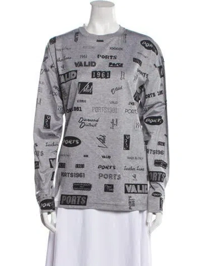 Pre-owned Ports 1961 Graphic Print Crew Neck Sweatshirt In Gray