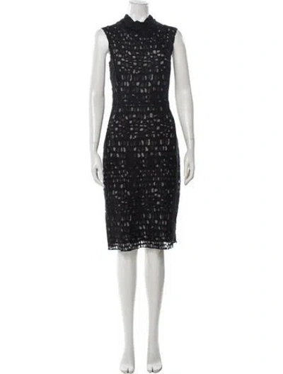 Pre-owned Ports 1961 Lace Pattern Knee-length Dress In Black