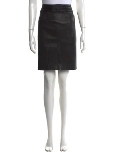 Pre-owned Ports 1961 Lamb Leather Knee-length Skirt In Gray