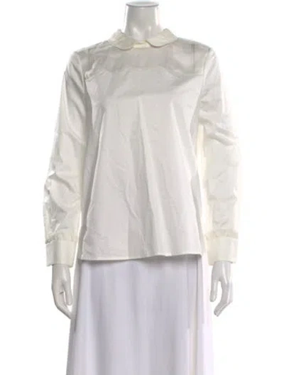 Pre-owned Ports 1961 Long Sleeve Blouse In White