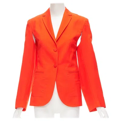 Pre-owned Ports 1961 Neon Orange Wool Silk Underarm Cut Out Asymmetric Blazer Fr36 S