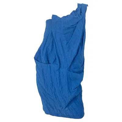 Pre-owned Ports 1961 Nwt  Runway Spring 2011 Size 10 Blue One Shoulder Grecian Dress