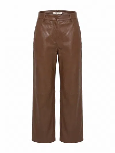 Ports 1961 Leather Wide-leg Trousers In Brown