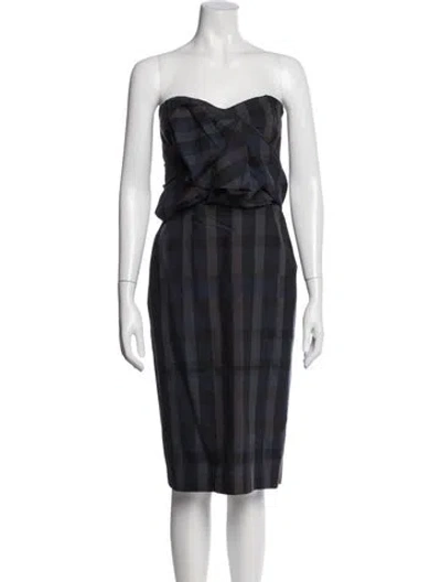 Pre-owned Ports 1961 Plaid Print Knee-length Dress In Blue