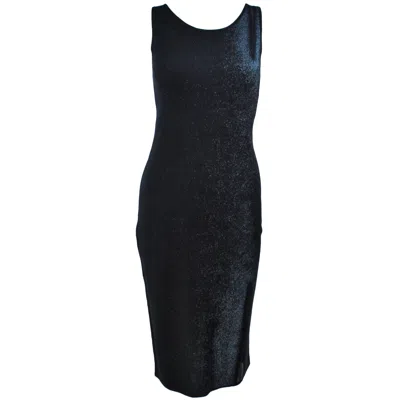 Pre-owned Ports 1961 Ports Black And Navy Metallic Stretch Dress With Sheer Detailing Size Xs In Blue