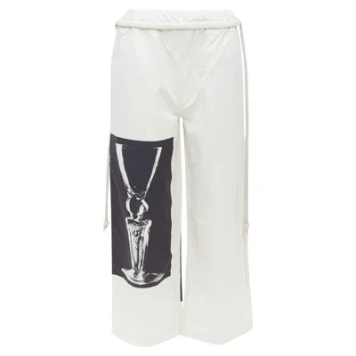 Ports 1961 Ports Cotton Silk Glass Photo Print Drawstring Waist Pants In White
