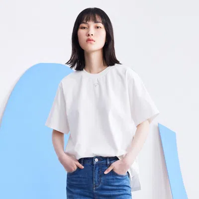 Ports 1961 Ports  Pure宝姿女装缝制针织短袖上衣撞色刺绣缝制t恤 In White